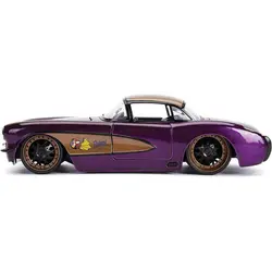 ماکت ماشین فلزی شورلت کوروت 1957 با فیگور فلزی دختر بت گرل بزرگ 1/24 جادا تک جعبه Jada 1:24 Batgirl &amp; 1957 Chevy Corvette DC Comics Bombshells