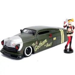 ماکت ماشین فلزی مرکوری 1951 با فیگور فلزی هارلی کویین بزرگ 1/24 جادا تک جعبه JADA Toys 1/24 1951 Mercury With Harley Quinn Figure
