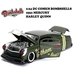 ماکت ماشین فلزی مرکوری 1951 با فیگور فلزی هارلی کویین بزرگ 1/24 جادا تک جعبه JADA Toys 1/24 1951 Mercury With Harley Quinn Figure
