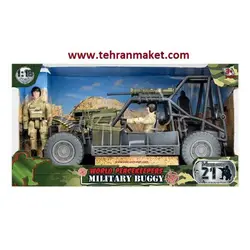 ماکت ماشین جیپ جنگی با دو فیگور سرباز ارتش آمریکایی بزرگ 1/18 تک جعبه برند M&amp;C