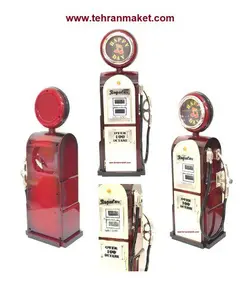 ماکت دکوری پمپ بنزین قدیمی جعبه موزیکال و جا جواهری بزرگ تک جعبه خارجی