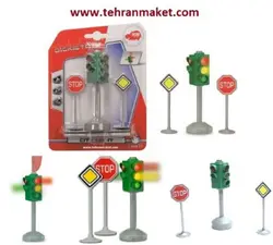 ماکت چراغ راهنمایی به همراه 2 تابلو ترافیکی Dickie چراغدار کمپانی آلمانی Simba تک جعبه