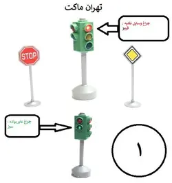 ماکت چراغ راهنمایی به همراه 2 تابلو ترافیکی Dickie چراغدار کمپانی آلمانی Simba تک جعبه