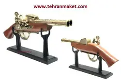 ماکت دکوری تپانچه دولول کد 64 استند و پایه دار تک جعبه - ماکت دکوری تفنگ  دولول قدیمی