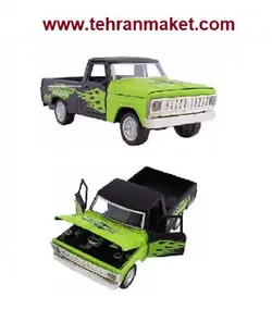 ماکت ماشین فلزی فورد F100 پیکاپ 1969 متوسط 1/28 موزیکال و چراغدار تک جعبه اسباب بازی