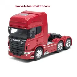 ماکت کشنده تریلی فلزی اسکانیا R730 v8 جفت محور اتاق بلند بزرگ 1/32 ویلی welly