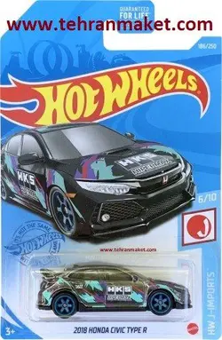 ماشین فلزی هوندا سیویک Honda civic Type R 2018 هات ویلز Hot wheels سری متل اورجینال تک جعبه