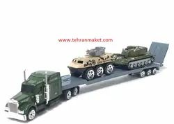 ماکت تریلی ماک با کفی کمرشکن حمل تانک مجموعه 3 عددی