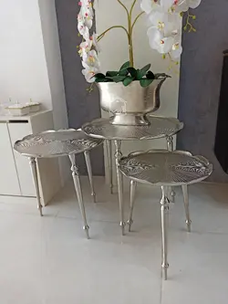 ست ۳تایی میز عسلی آلومینیوم طرح نیلوفر