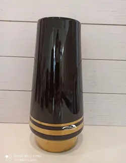 گلدان سرامیک وارداتی نوار حلقه طلا مشکی