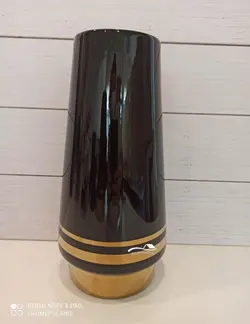 گلدان سرامیک وارداتی نوار حلقه طلا مشکی