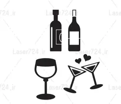 طرح لیزر وکتور جام و بطری جدید