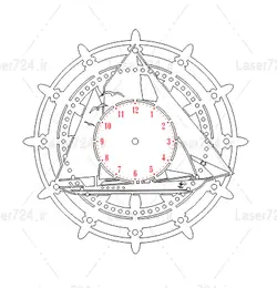 طرح لیزر ساعت لنگر و کشتی (2 مدل)
