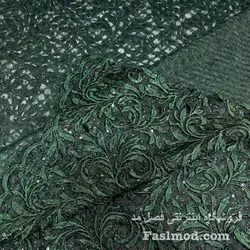 گیپور ابریشم پولک استردار - رنگ سبز