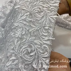 گیپور ابریشم پولک استردار - رنگ سفید