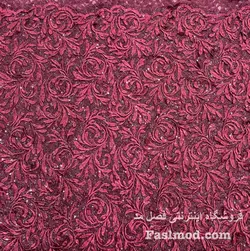 گیپور ابریشم پولک استردار - رنگ زرشکی