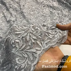 گیپور ابریشم پولک استردار - رنگ طوسی