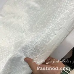 پارچه وال خامه دوزی - رنگ سفید