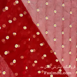 پارچه تور بابونه - رنگ قرمز