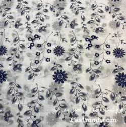 پارچه سوزن دوزی طرح گل - رنگ سفید