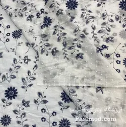 پارچه سوزن دوزی طرح گل - رنگ سفید