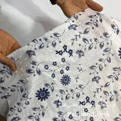 پارچه سوزن دوزی طرح گل - رنگ سفید