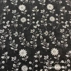 پارچه سوزن دوزی طرح گل - رنگ مشکی