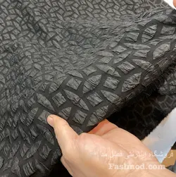 پارچه ژاکارد مانتویی طرح دار - رنگ مشکی