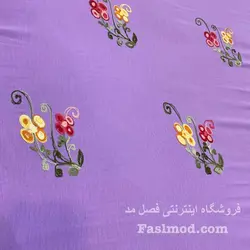 پارچه مانتویی ابرو بادی سوزن دوزی طرح گل - رنگ بنفش