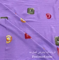پارچه مانتویی ابروبادی سوزن دوزی - رنگ بنفش