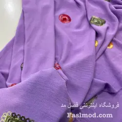 پارچه مانتویی ابروبادی سوزن دوزی - رنگ بنفش