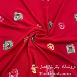 پارچه مانتویی ابروبادی سوزن دوزی - رنگ قرمز