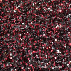 پارچه پولک اسمارتیزی - رنگ قرمز مشکی