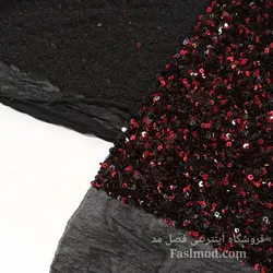 پارچه پولک اسمارتیزی - رنگ قرمز مشکی