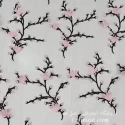پارچه تور شکوفه برجسته - رنگ صورتی