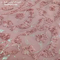 پارچه مجلسی مخملی پولک هولگرامی - رنگ کالباسی