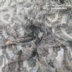 پارچه مجلسی مخملی پولک هولگرامی - رنگ طوسی