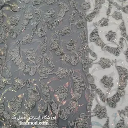 پارچه مجلسی مخملی پولک هولگرامی - رنگ طوسی