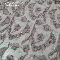 پارچه مجلسی مخملی پولک هولگرامی - رنگ بادمجانی