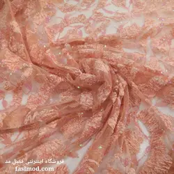 پارچه مجلسی مخملی پولک هولگرامی - رنگ گلبهی