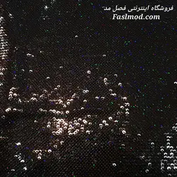 پارچه پولک هولوگرامی پشت ساتن _ رنگ مشکی هفت رنگ