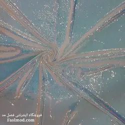 پارچه پولک هولوگرامی پشت ساتن _ رنگ سفید هفت رنگ