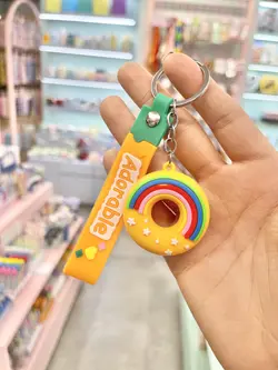 جاکلیدی سیلیکونی دونات رنگین کمانی