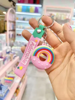 جاکلیدی سیلیکونی دونات رنگین کمانی