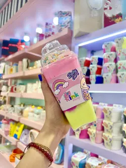 اسلایم شیک چهاررنگ صورتی لیمویی