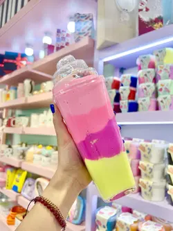 اسلایم شیک چهاررنگ صورتی لیمویی