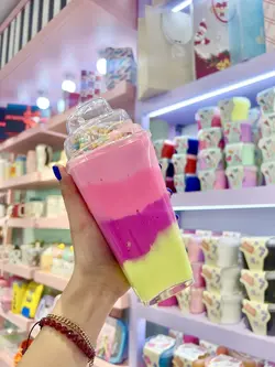اسلایم شیک چهاررنگ صورتی لیمویی
