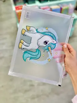 پوشه A4 شفاف یونیکرن آبی