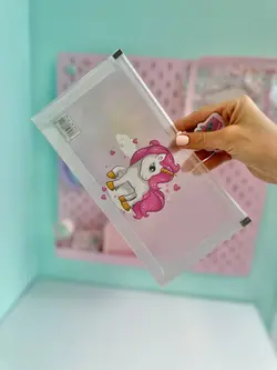 پوشه A5 شفاف یونیکورن صورتی