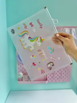 پوشه شفاف یونیکورن آبرنگی